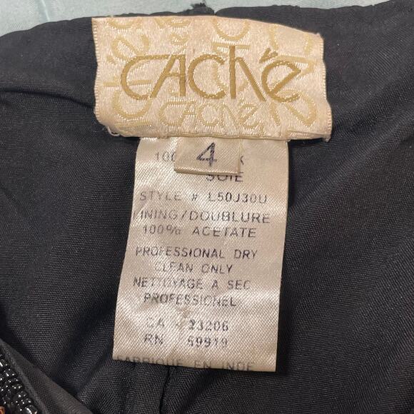 Vintage Cache Women's Sz 4 Top Cropped Silk Beaded Embellished Holiday brown - Picture 6 of 10